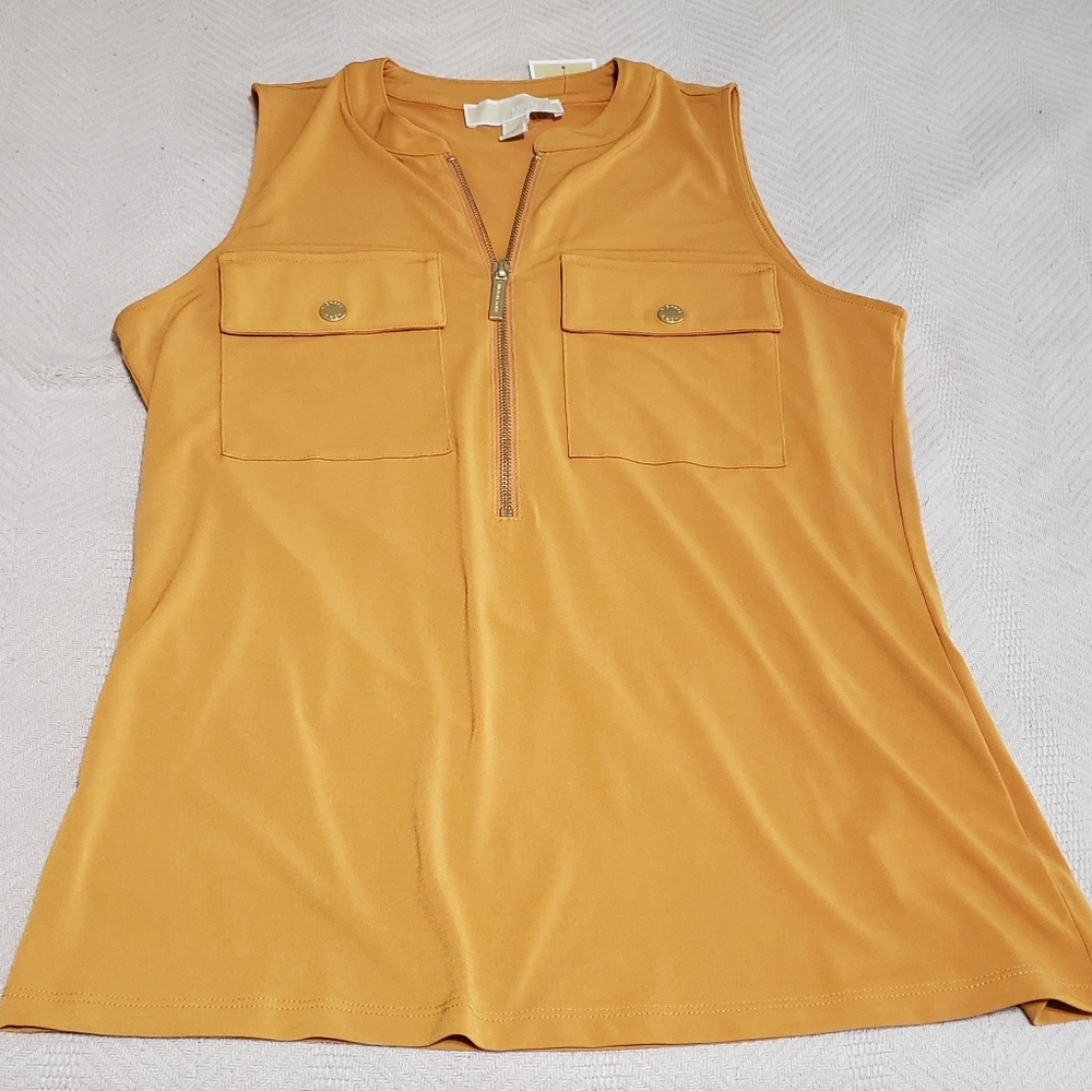 Sunflower Yellow Michael Kors Zip Sleeveless Top